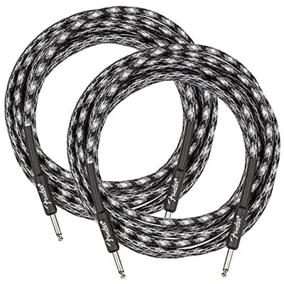 Fender 18.6-Foot Professional Tweed Instrument Cable, Straight-Straight, Winter Camo - 2 Pack