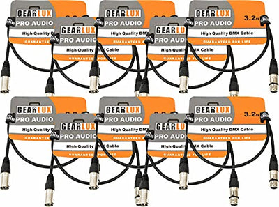Gearlux 3.2-Foot 3-Pin Male-to-Female DMX Cable - 10 Pack