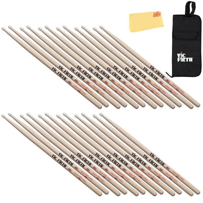 Vic Firth American Classic 5A Nylon Tip Drumsticks - 12 Pack w/ Stick Bag