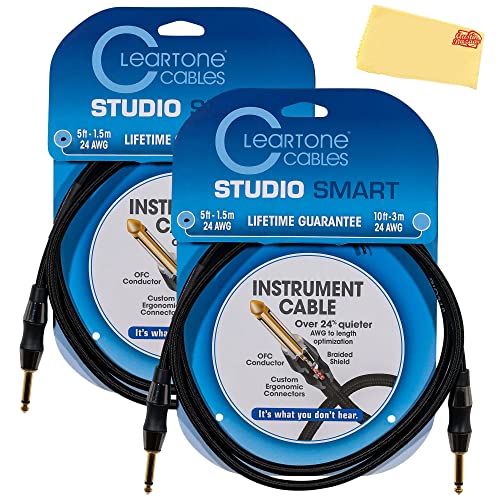 Cleartone 5-Foot Studio Smart Instrument Cable, Straight-Straight, 24 AWG - 2 Pack