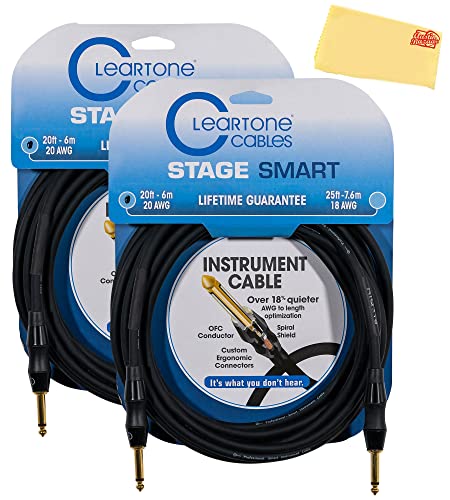 Cleartone 20-Foot Stage Smart Instrument Cable, Straight-Straight, 20 AWG - 2 Pack