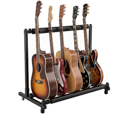 Gearlux Foldable Rack-Style Guitar Stand - Holds 5 Electric or Acoustic Guitars