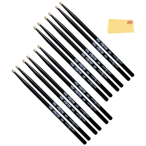 Vic Firth American Classic 5B Black Drumsticks - 6 Pack