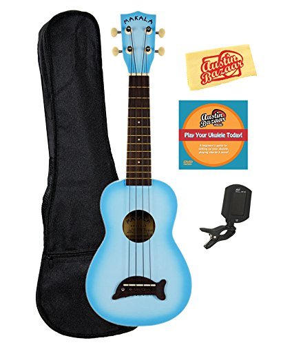 Kala MK-SD Makala Dolphin Soprano Ukulele - Light Blue Burst w/ Gig Bag