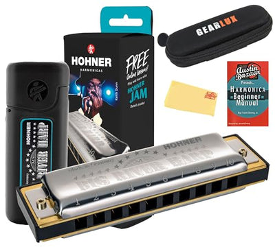 Hohner Big River Harp MS Harmonica - Key of G w/ Instructional Manual