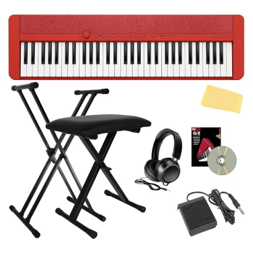 Casio CT-S1 Casiotone 61-Key Keyboard - Red w/ Adjustable Stand