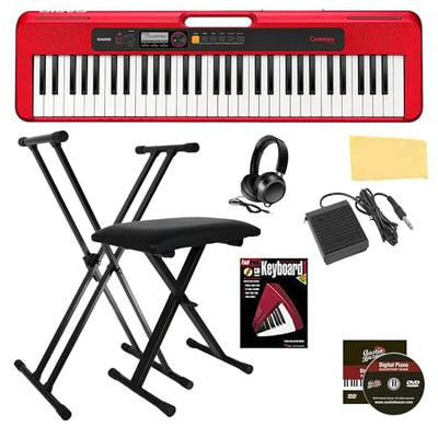 Casio CT-S200 Casiotone 61-Key Keyboard - Red w/ Adjustable Stand