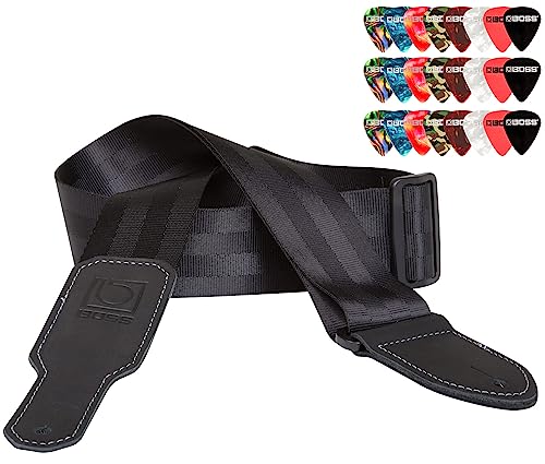 BOSS BSB-20 2-Inch Seatbelt Guitar Strap - Black w/ Picks
