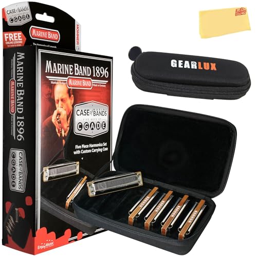 Hohner MBC Marine Band 1896 Harmonica - 5 Pack w/ Zip Pouch