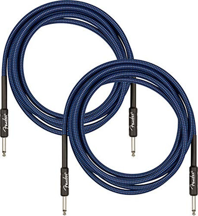 Fender 10-Foot Professional Instrument Cable, Straight-Straight, Blue Tweed - 2 Pack