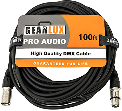 Gearlux 100-Foot 3-Pin Male-to-Female DMX Cable