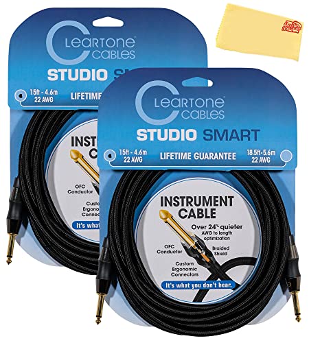 Cleartone 15-Foot Studio Smart Instrument Cable, Straight-Straight, 22 AWG - 2 Pack