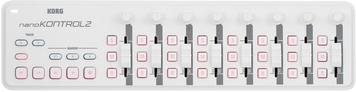 Korg nanoKONTROL2 Slim-Line USB Controller - White w/ Headphones