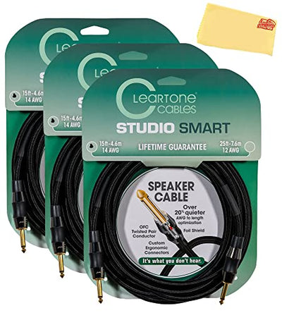 Cleartone 15-Foot Studio Smart Speaker Cable, 14 AWG - 3 Pack