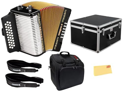 Hohner Corona II G/C/F Accordion - Black w/ Hard Case