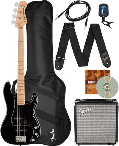 Fender Squier Affinity Precision Bass PJ - Black w/ Rumble 15 Amplifier