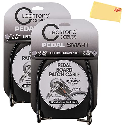 Cleartone 18-Inch Pedal Smart Pedalboard Patch Cable, Angled-Angled, 24 AWG - 2 Pack