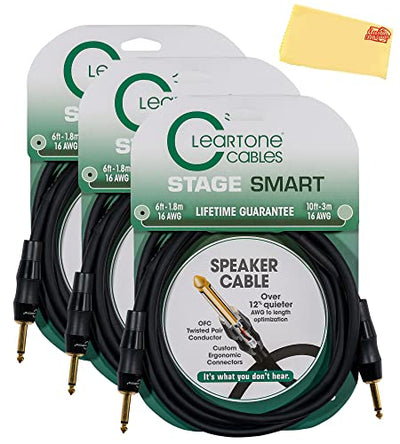 Cleartone 6-Foot Stage Smart Speaker Cable, 16 AWG - 3 Pack