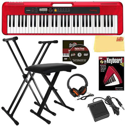 Casio CT-S200 Casiotone 61-Key Keyboard - Red w/ Adjustable Stand