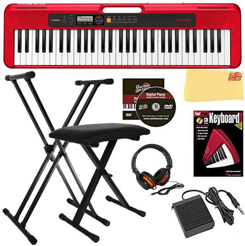 Casio CT-S200 Casiotone 61-Key Keyboard - Red w/ Adjustable Stand