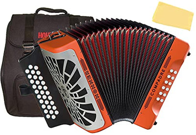 Hohner Compadre GCF 3-Row Diatonic Accordion - Orange w/ Gig Bag