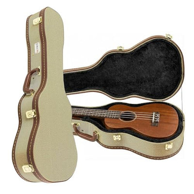 Gearlux Soprano Ukulele Hard Case - Gold Tweed (21-Inch Length)