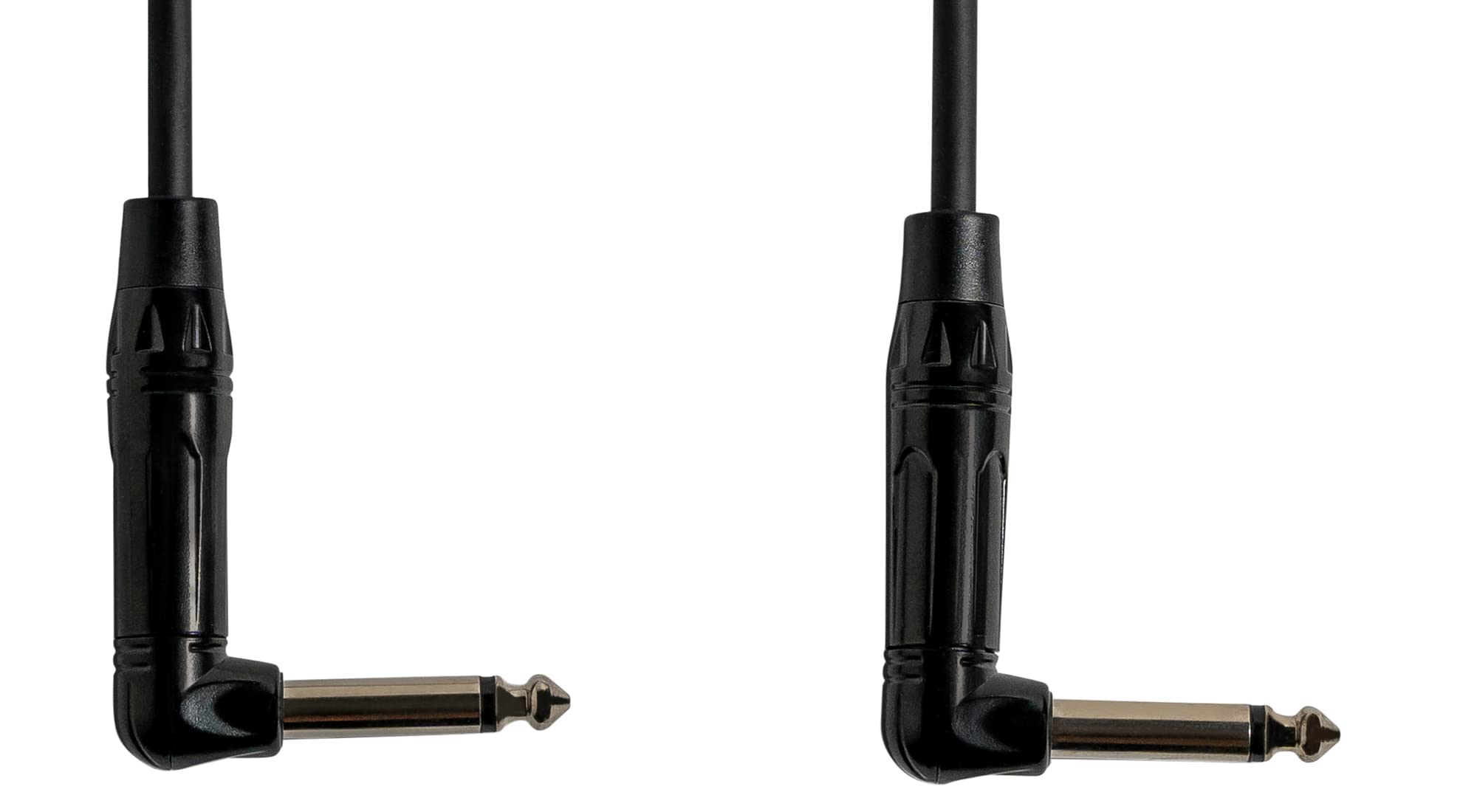 Gearlux 12-Inch Guitar Patch Cable, 1/4 Inch, Angled, Black - 1 Pack