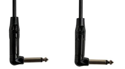 Gearlux 12-Inch Guitar Patch Cable, 1/4 Inch, Angled, Black - 1 Pack
