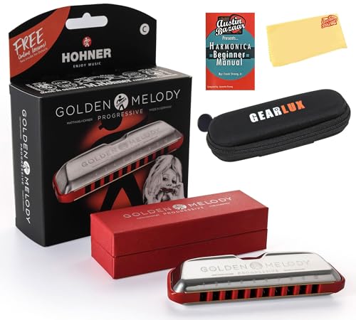 Hohner 544 Golden Melody Harmonica - Key of C w/ Instructional Manual