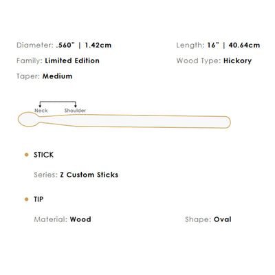 Zildjian Z Custom Limited Edition Chroma Gold 5A Drumsticks - 6 Pair