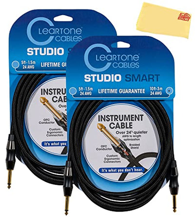 Cleartone 10-Foot Studio Smart Instrument Cable, Straight-Straight, 24 AWG - 2 Pack