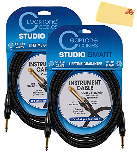 Cleartone 10-Foot Studio Smart Instrument Cable, Straight-Straight, 24 AWG - 2 Pack