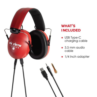 Vic Firth Bluetooth Isolation Headphones - Red w/ Practice Tips