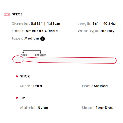 Vic Firth American Classic 5B Terra Nylon Tip Drumsticks - 12 Pack