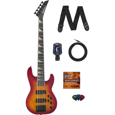 Jackson Concert Bass JS3VQ Bass Guitar - Cherry Burst w/ Instrument Cable