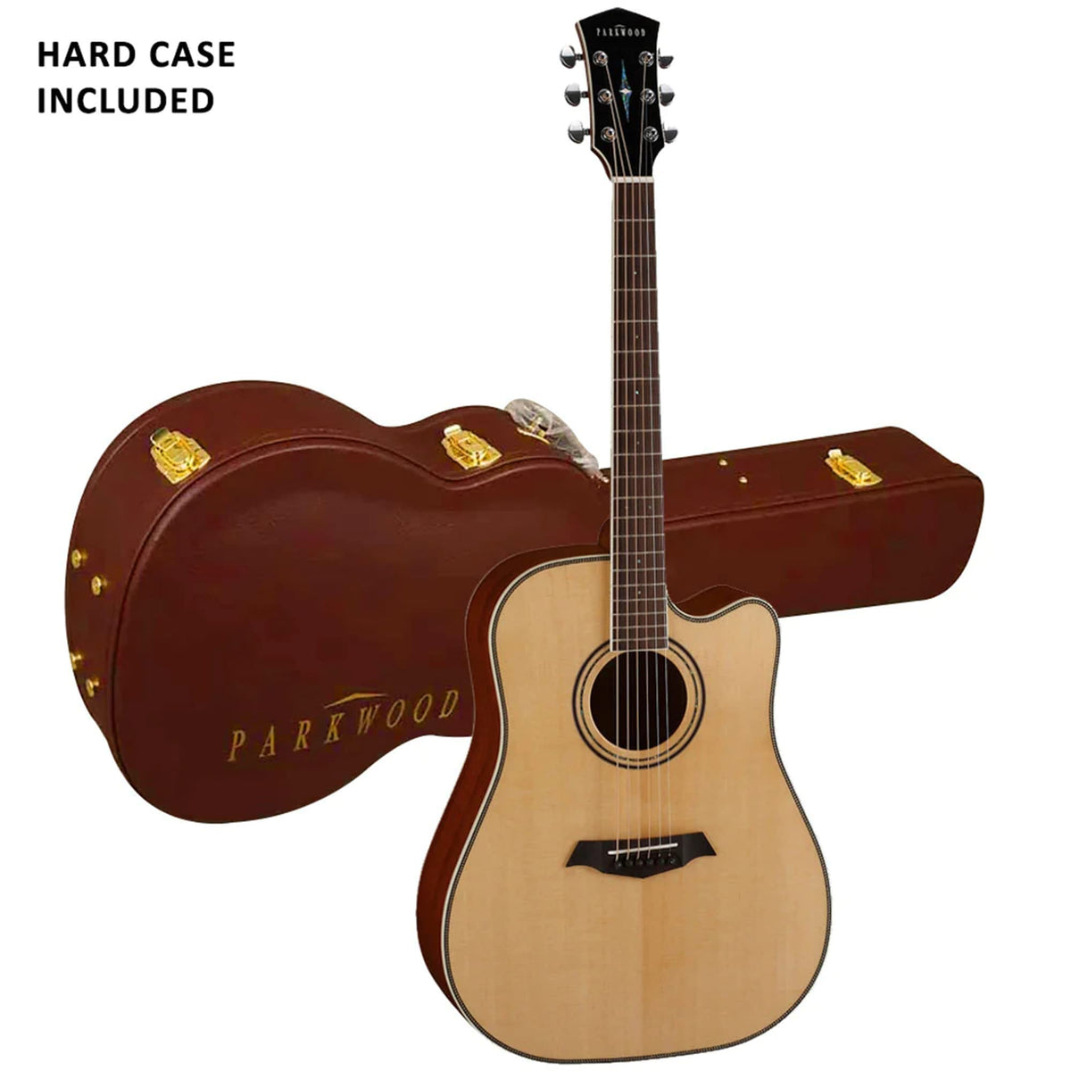 Parkwood P660 Dreadnought Cutaway Semi Acoustic Guitar - Natural