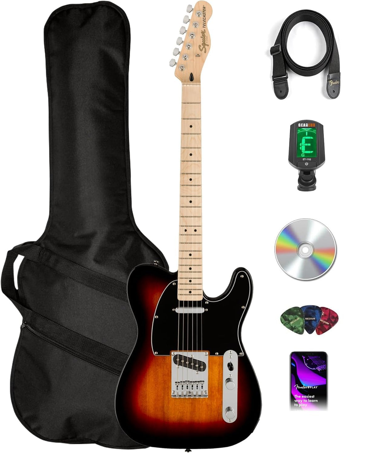 Fender Squier Affinity Telecaster - 3 Color Sunburst w/ Gig Bag