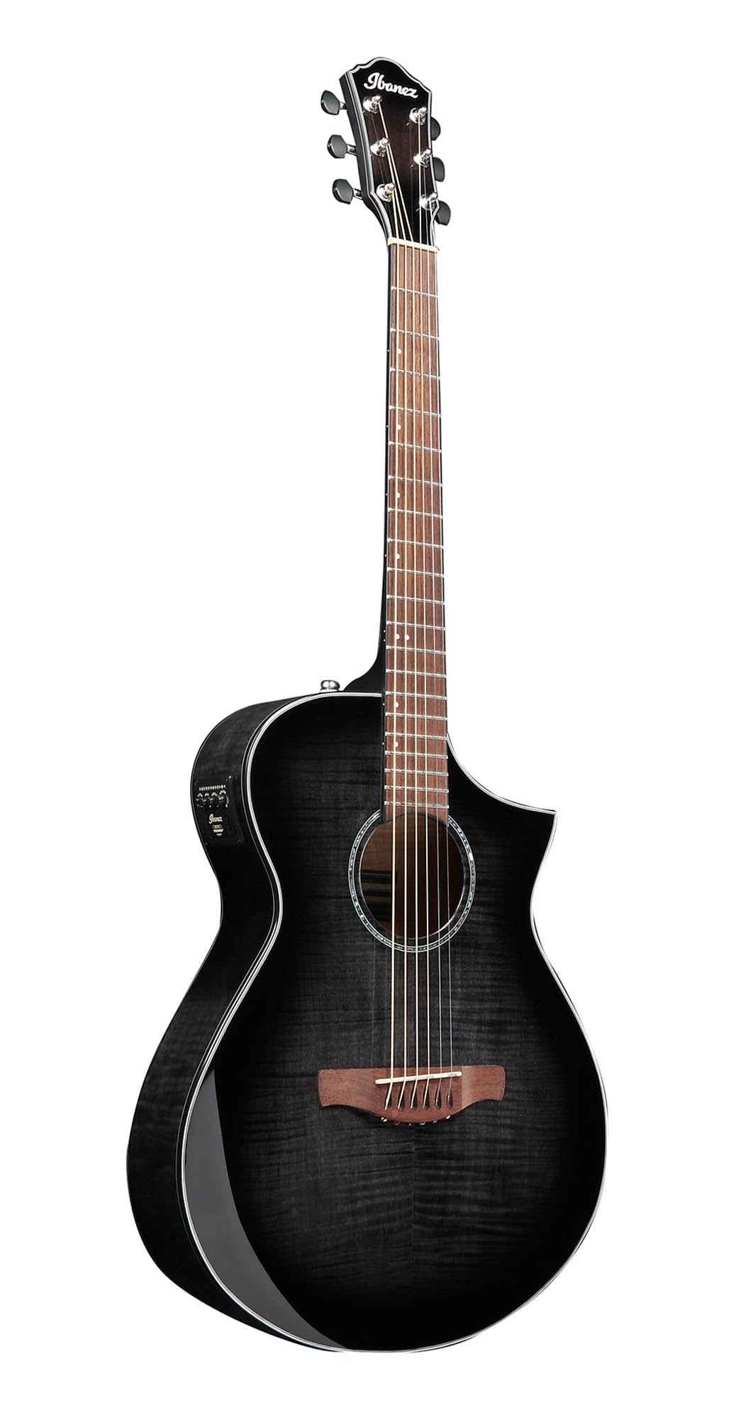 Ibanez AEWC400 Acoustic-Electric Guitar - Transparent Black Sunburst High Gloss w/ Gig Bag