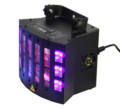 Gearlux 4-in-1 LED Strobe/UV Derby Light 3-Watt 9pcs LEDs and 6pcs UV+White LEDs