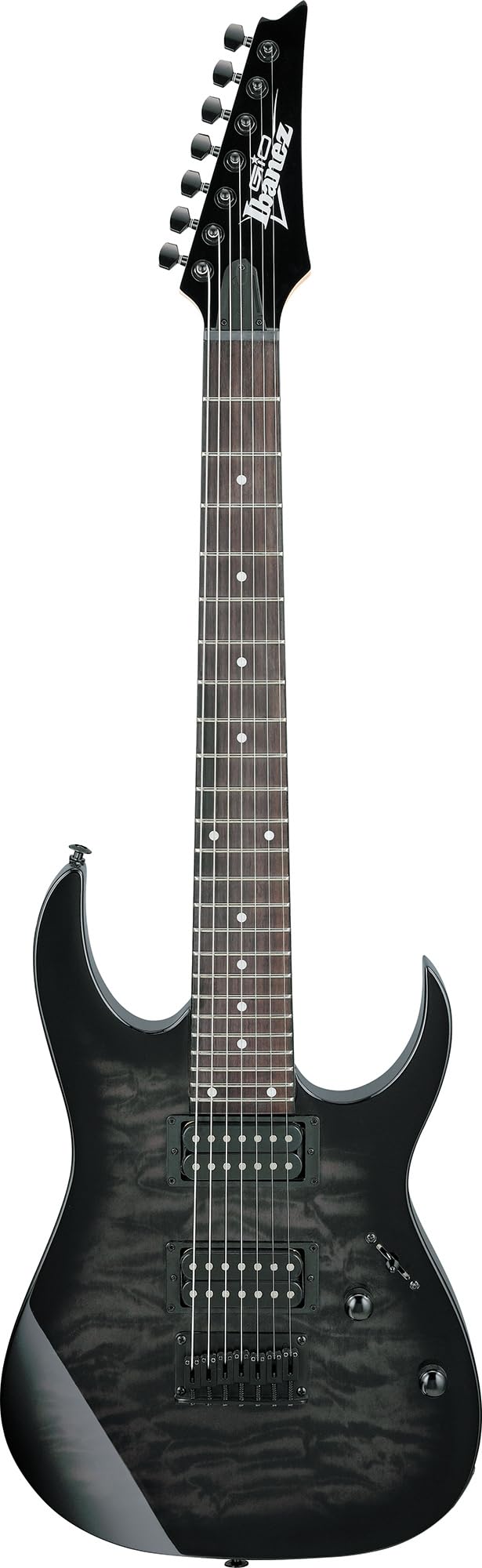 Ibanez GRG7221QA RG Gio 7-String Electric Guitar - Transparent Black Sunburst w/ Gig Bag