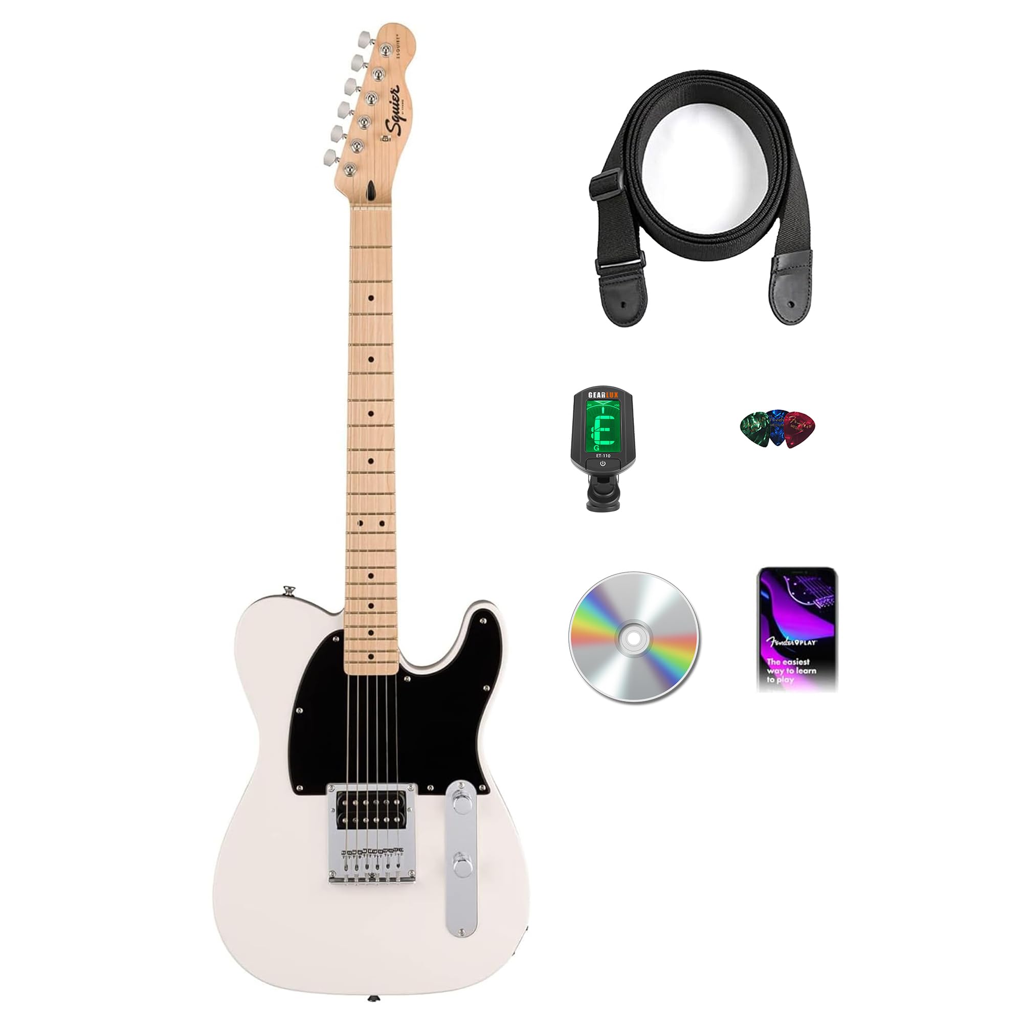 Fender Squier Sonic Esquire H Electric Guitar - Arctic White w/ Tuner