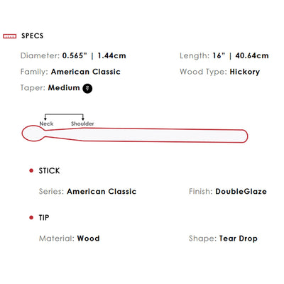 Vic Firth American Classic 5A Double Glaze Drumsticks - 3 Pack