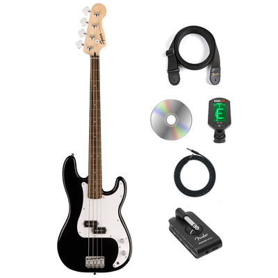 Fender Squier Sonic Precision Bass Guitar - Black w/ Mustang Micro