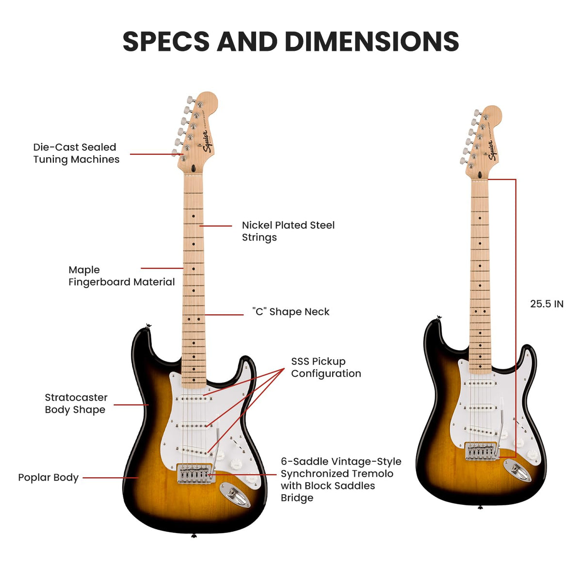 Fender Squier Sonic Stratocaster Pack - 2-Color Sunburst w/ Frontman 10G Amplifier