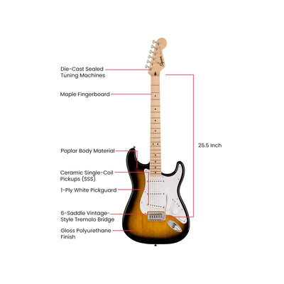 Fender Squier Sonic Stratocaster - 2-Color Sunburst w/ Mustang Micro