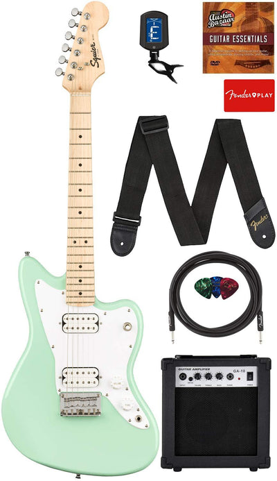 Fender Squier 3/4-Size Kids Mini Jazzmaster HH - Surf Green w/ Amplifier