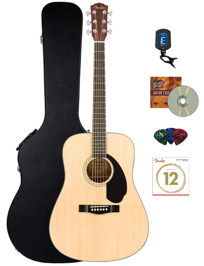 Fender CD-60S Solid Top Dreadnought Acoustic Guitar - Natural w/ Hard Case