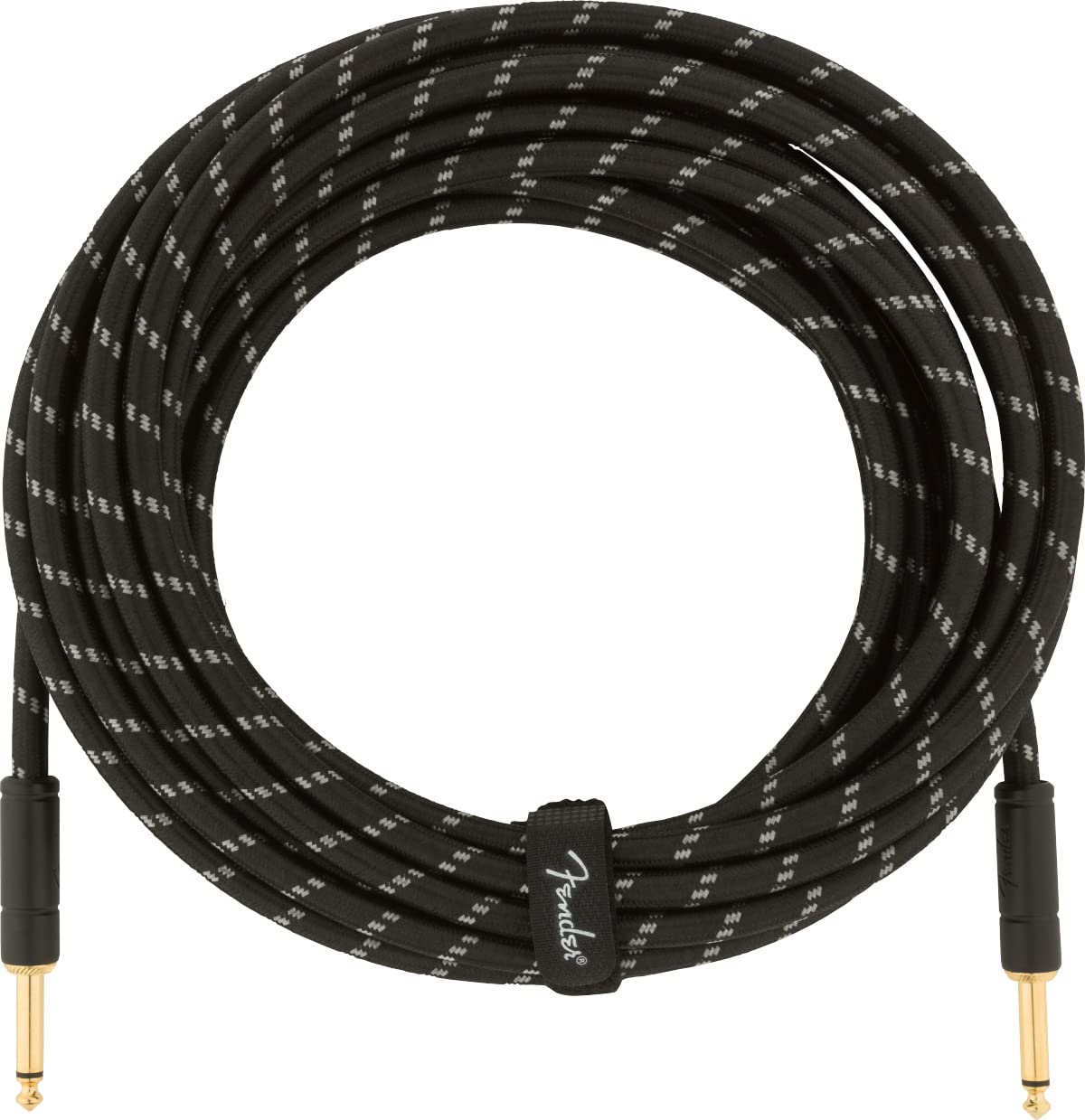 Fender 25-Foot Deluxe Instrument Cable, Straight-Straight, Black Tweed - 2 Pack