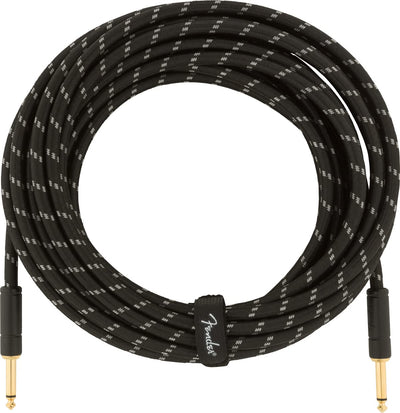 Fender 25-Foot Deluxe Instrument Cable, Straight-Straight, Black Tweed - 2 Pack