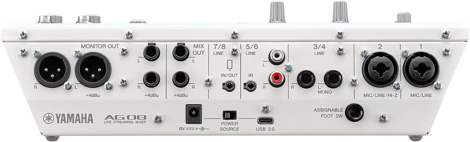 Yamaha AG08 Live Streaming 8-Channel Mixer - White
